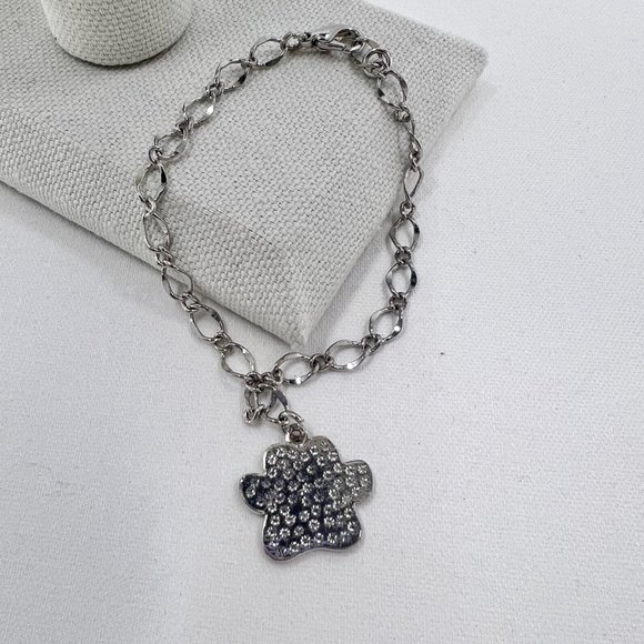 Turquoise Paw Charm Silver Tone 7” Bracelet - Picture 3 of 4